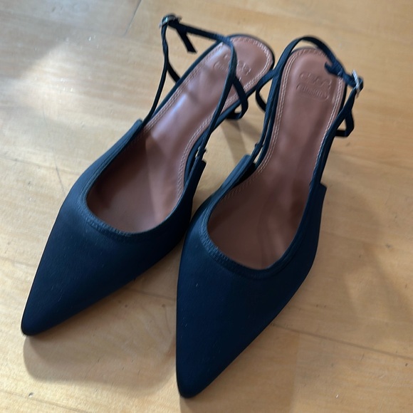 ASOS Shoes - ASOS design black satin sling heels